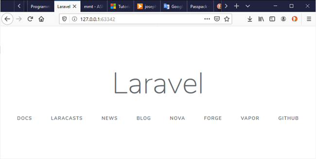 Laravel Wellcome page in browser
